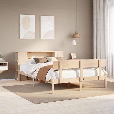 Bookcase Bed without Mattress 120x190 cm Small Double Solid Wood Pine vidaXL (1/5)