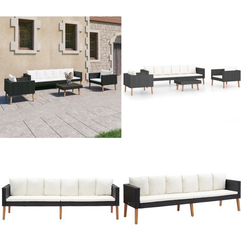 4-tlg. Garten-Lounge-Set mit Auflagen Poly Rattan Schwarz - Garten Lounge Set - Outdoor Sofa - Rattan Gartenmöbel - Gartenmöbel Set - Balkonmöbel - Home & Living (1/5)