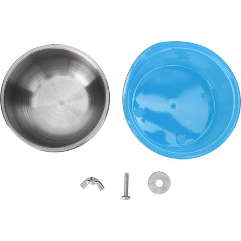 2 pièces mangeoire pour perroquets, gobelet eau et nourriture, acier inoxydable + plastique, fixation par vis, pour cage d'oiseaux (1/5)