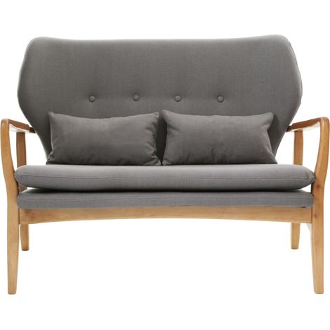 Interiors by Premier Grey Sofa With Birchwood Frame, Comfy Fabric Seat, Easy to Clean Buttoned Sofa, Long-lasting Small Sofa (1/5)