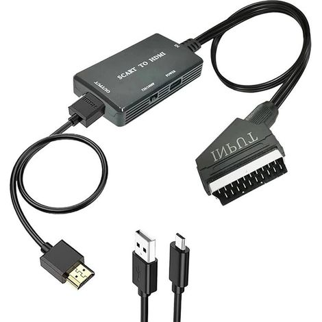 GERUI Convertisseur péritel vers HDMI avec câble HDMI, adaptateur péritel vers HDMI, convertisseur vidéo audio HD 1080p, pour Sky/DVD/STB pour affichage sur les téléviseurs HD (1/5)