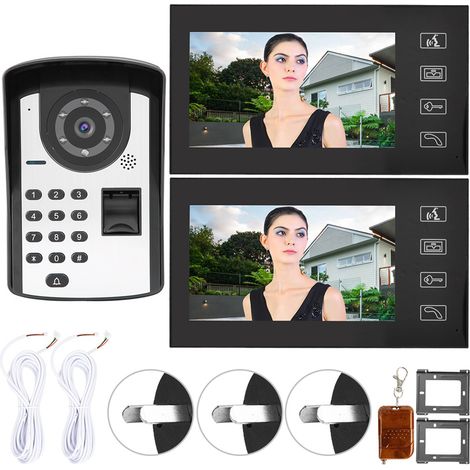Interphone vidéo filaire 7 pouces avec sonnette, empreinte digitale, mot de passe, déverrouillage à distance 1V2 (prise AU) (1/5)