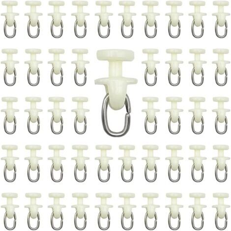 Rouleaux de Rail de Rideau-50 pièces Rail intérieur Crochet de Rideau Rail Glisseur Rail,Rideau Poulie à Rideaux en Plastique(Blanc) (1/5)