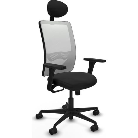 Chaise piqueras y crespo Zulema cuir synthétique noir maille blanche (1/2)