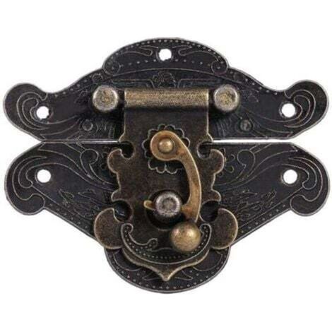 TONYSA Loquet de Style Antique, Bronze Alliage Cadenas Fermoir Cadenas pour Armoire à Bijoux en Bois.(L) (1/4)