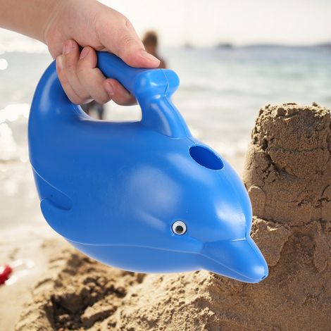 Arrosoir d'extérieur pour enfants en plastique, motif animaux de dessin animé, 1200 ml, jouet de plage et de jardinage, dauphin bleu (1/5)