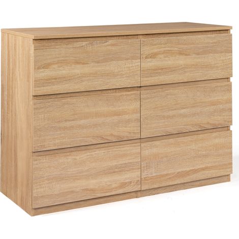 Idmarket – Commode enfant 6 tiroirs 110 cm – Largeur 40 cm – Hauteur 80 cm – Panneau de particules bois façon hêtre