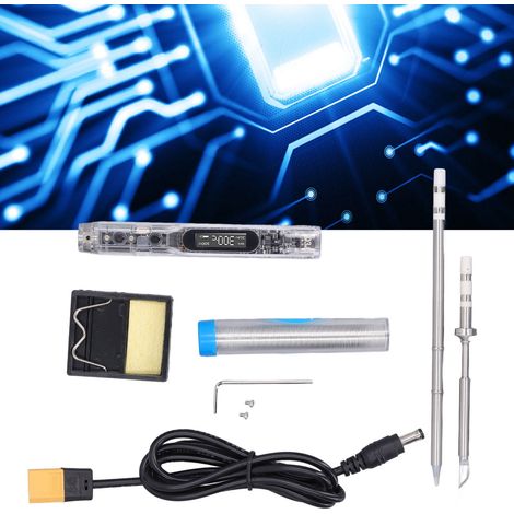 Fer à souder SI012PRO avec écran OLED intelligent, pointes de soudage T12-B2+TS-K et fil à souder. (1/5)