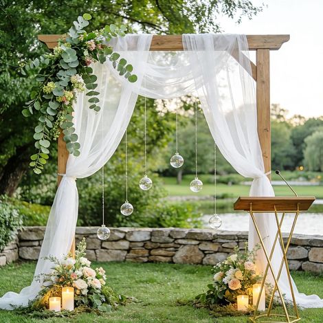 Tissu en Tulle Blanc, 6 m x 160 cm Tulle Doux pour Décoration de Mariage, Rideau Blanc Voilage Blanc Tulles pour Arche De Mariage Cérémonie Fête Rideau De Gaze (1/5)