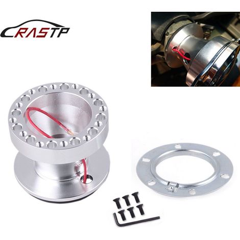 VW4 aluminum alloy steering wheel adapter for car modification, compatible with Volkswagen base, universal - silver (1/4)