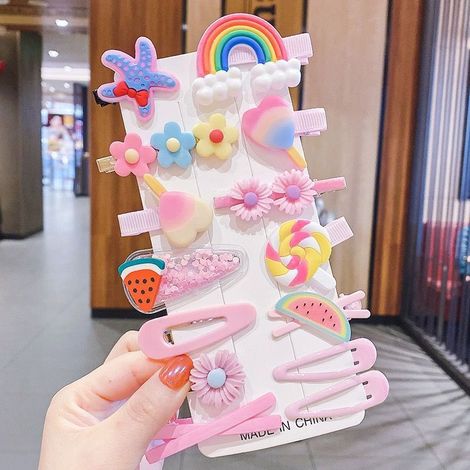 Juego de 14 pinzas para el cabello de bebé niña, accesorios coloridos y adorables Multicolor (1/5)