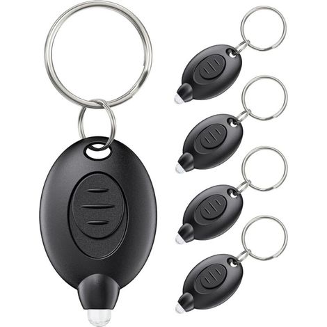 Set mit 5 Mini-LED-Schlüsselanhängerleuchten, 12 Lumen, tragbar, ultrahell, batteriebetrieben, Taschenlampe für Outdoor-Aktivitäten, Camping, Partys, Wandern und Notbeleuchtung, schwarzes Gehäuse