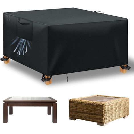 Gartentisch-Abdeckung, Gartenmöbel-Abdeckung für den Außenbereich, wasserdichte Anti-UV-Gartenmöbel-Abdeckungen, 210D Oxford-Gewebe, Gartenmöbel-Schutzhülle, Schwarz, 200x200x90 cm YMYNY (1/5)