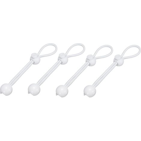 Lot de 4 tendeurs élastiques universels à boule - 15 cm, blanc - Convient pour stores enrouleurs extérieurs et extérieurs, tentes, auvents, bâche (1/5)