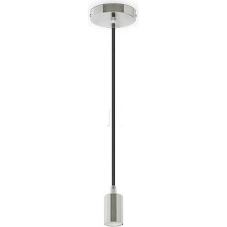 TrAdE Shop Traesio - Pendente In Acciaio Nero A Soffitto Cromato Portalampada Lampada Moderno Design -