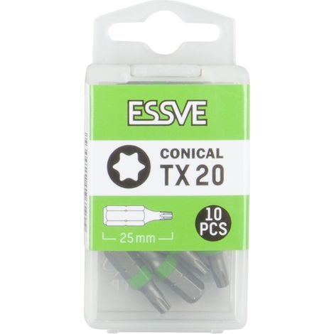 Set di 10 punte per cacciavite Torx coniche ESSVE TX20 da 25 mm. (1/2)