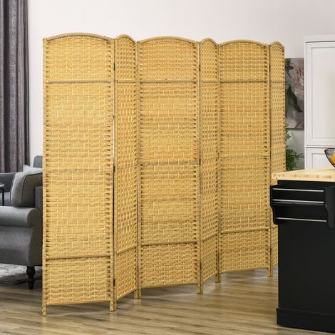 Separador de Ambientes de 6 Paneles Biombo Plegable 270x180 cm Pantalla de Privacidad de Polipropileno Natural (1/5)