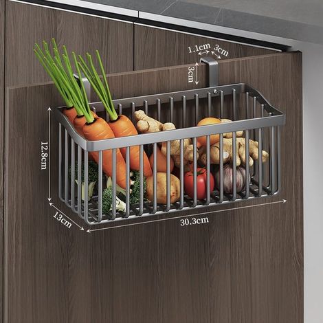 Cestello essiccante da parete per frutta e verdura da cucina - Non necessita di foratura, design compatto, acciaio al carbonio, 30,31312,8 cm (1/4)