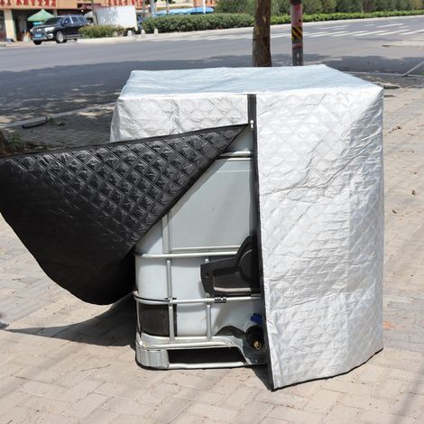 Bâche Réservoir d'eau IBC 1000 L Couverture Container Citerne Eau Pluie avec Fermeture éclair Coupe-Vent Anti-UV Résistant à la Déchirure 120 x 100 x 116 cm(Argenté) (1/5)