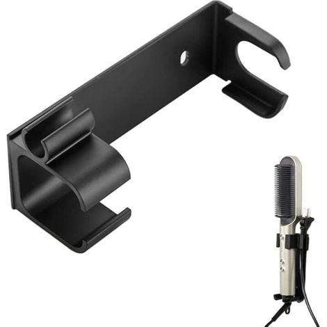Set di 2 porta asciugacapelli, porta bacchetta per capelli, porta piastra per capelli a parete, porta utensili per la rifinitura, porta asciugacapelli a parete, supporto adesivo da parete per (1/4)
