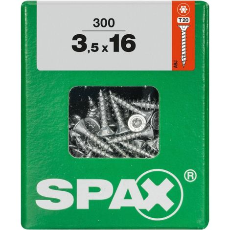 SPAX Universalschraube, 3,5 x 16 mm, 300 Stück, Vollgewinde, Senkkopf, T-STAR plus T20, 4CUT, WIROX - 4191010350167 (1/3)