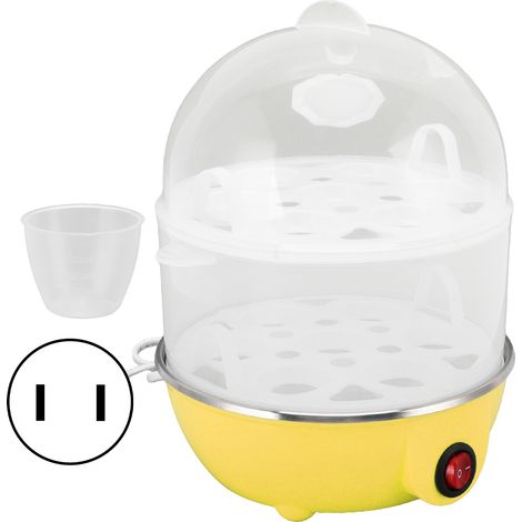 Cuiseur à œufs domestique 350W 2 couches 14 œufs par cuisson arrêt automatique sûr durable PP avec verre doseur (1/5)