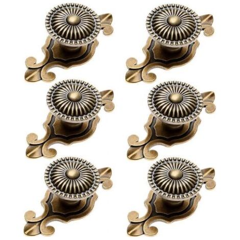 6 Pièces Bouton de Meuble Rétro 2 en 1 Poignée pour Armoire Tiroir avec Vis Bronze (1/5)