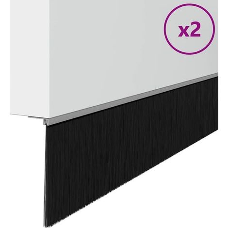 Brosse filetée pour joint de porte, lot de 2, argentée, 100 cm