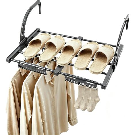 Adjustable Folding Wall Mounted Clothes Airer 15-55 cm Indoor Outdoor (1/5)