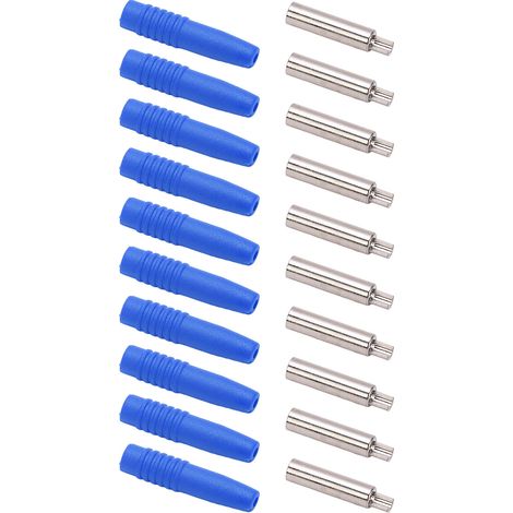 Lot de 10 connecteurs banane isolés de 2 mm avec gaine de protection pour appareils de test (bleu) (1/5)