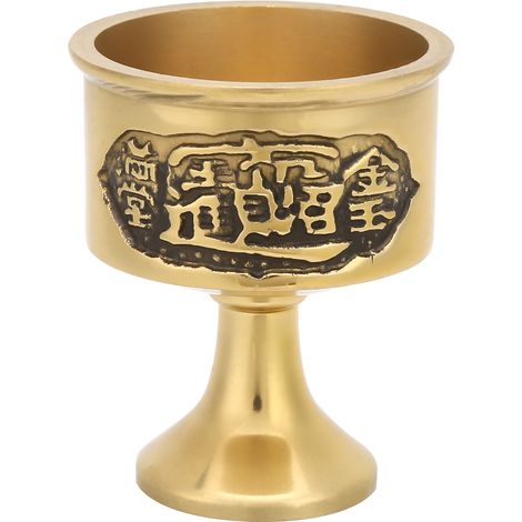 Lot de 2 tasses en laiton pur pour offrandes d'eau, vin et culte bouddhiste, accessoire de dévotion pratique et populaire. (1/5)