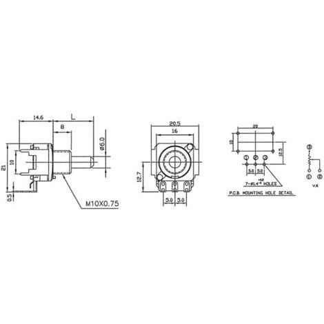 Alpha RD1601F40F430RB10KM RD1601F40F430RB10KM Potentiomètre rotatif mono 0.2 W 10 kΩ 1 pc(s) D033361 (1/4)