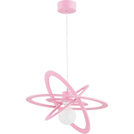 Alfa ORLANDO Kids Decorative Pendant Ceiling Lamp, Pink/Purple Metal Shade, 1xE27 (max 15W) Dimmable, 90 cm Height, Nursery & Childrens Bedroom Hanging Light (1/2)