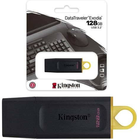 Trade Shop - DATATRAVELER EXODIA DTX/128 GB USB 3.2-STICK MIT SCHLÜSSELANHÄNGERKAPPE - (1/5)