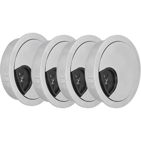 Set mit 4 gebürsteten 53-mm-Kabeldurchführungen für Schreibtische, PC-Kabelabdeckung, Kabeldurchführungsorganisator (1/5)