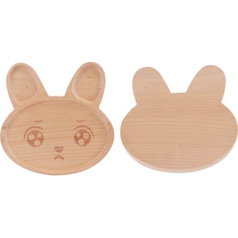 Assiette en bois à motif dessin animé pour enfants, assiette de petit-déjeuner ou boîte à goûter (1/5)