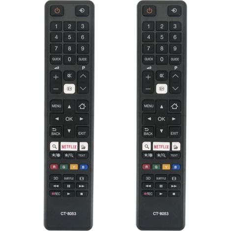 2 Stück CT-8053 Ersatz-Fernbedienung passend für Toshiba TV 43L3733DG 65U6763DA 32W3763DG 32W3753DG 75U6763DA 28W3754DG 43U6763DG 40L3663DG 43U6763DA 49U5766DA 49L3763DG49V6763DG 55X9863DA (1/4)