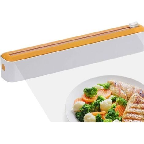 Distributeur de Film,Boîte de Découpe de Film Plastique, Rangement Papier Alu Et Film Alimentaire,Distributeur de Film Plastique avec Cutter,Dérouleur Film Alimentaire pour Cuisine (J (1/5)