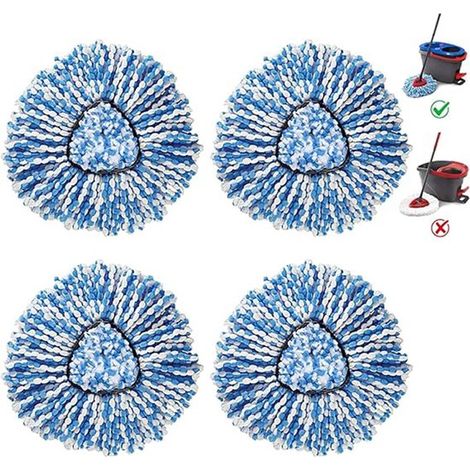 Lot de 4 lingettes pour balai à franges - Compatibles avec le système Vileda O-Cedar RinseClean à 2 réservoirs - Lingettes de rechange pour balai à franges essoreur - Chiffons en microfibre - Lavables (1/5)