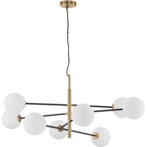 [NEUWERTIG] B-Ware Nova Luce Pendelleuchte Hängeleuchte VITRA G9 LED 8fach Gold dimmbar Glas Metall (1/2)