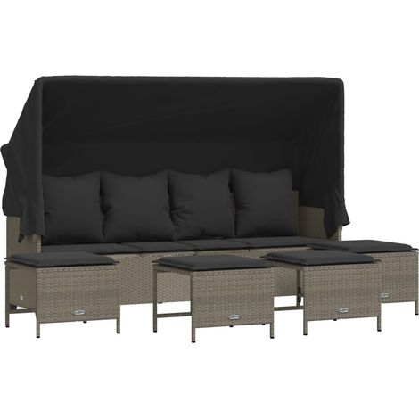 Maison Exclusive - Set de sofás jardín y cojines 5 pzas ratán sin (1/5)