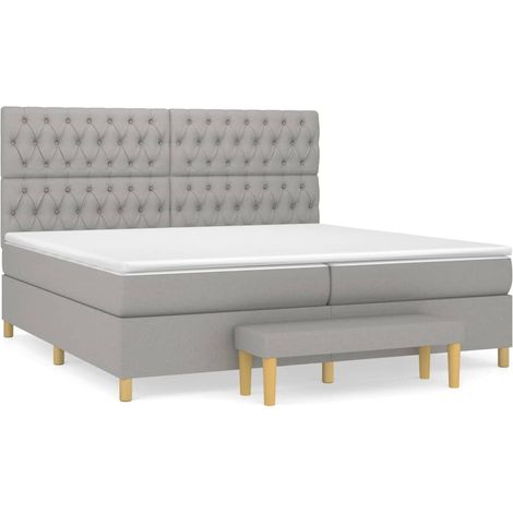 Maison Exclusive - Cama box spring con colchón tela gris claro 20