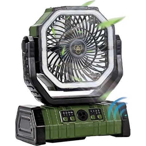 10000 mah batterie ventilateur rechargeable avec hook et bright LED lampe télécommande timer auto oscillation cordless C (1/5)