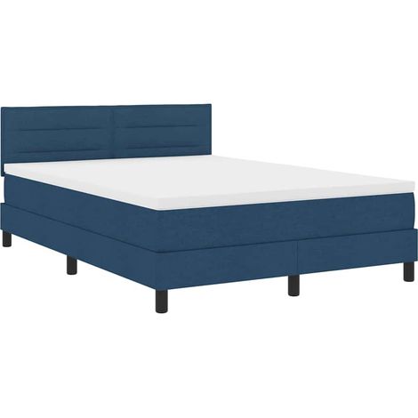 Maison Exclusive - Lit à ressorts avec matelas avec LED Bleu 140 x 200 cm tissu (1/5)