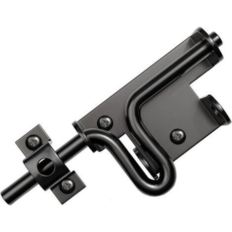 Exterior Sliding Latch for Garden Gate Bolt with Padlock Hole, Secure Black Metal Door Closer. (1/5)
