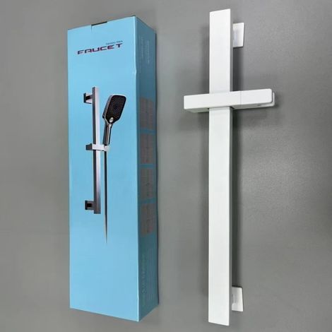 304 Stainless Steel Shower Rod, Shower Head Base, Lifting Rod, Simple Gunmetal Gray Bathroom Shower Head Bracket, Hotel Project Opening -- Stainless Steel White Square