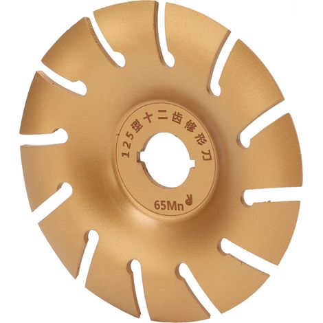 Disque à sculpter le bois, roue de façonnage 125 mm en acier inoxydable 12 dents, accessoire pour meuleuse d'angle, couleur or