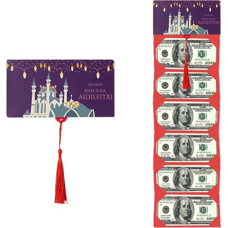 Pochette Enveloppe Festive Vert Malaisien avec 6 Fentes pour Cartes et Poche Amovible (1/2)