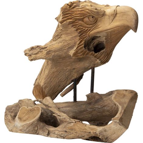Figurine décorative en bois de teck, aigle, 40 x 25 x 30 cm