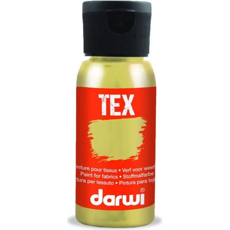 Peinture pour tissus - Or - Métallique - Peinture à l'eau - Tex - Darwi - 50ml